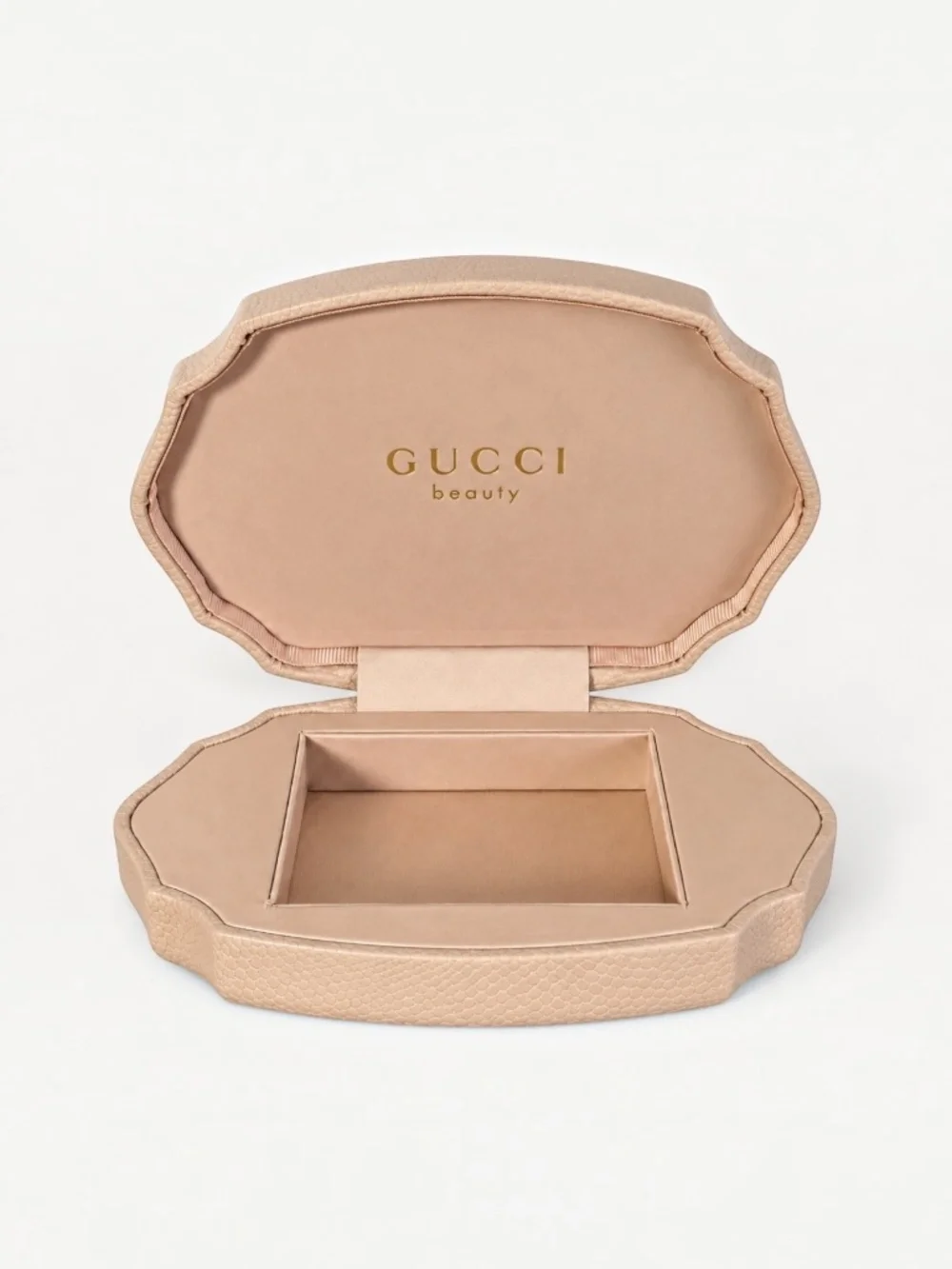 Gucci Beauty Blush Beige Scalloped Vanity Case Jewelry Keepsake Presentation Box